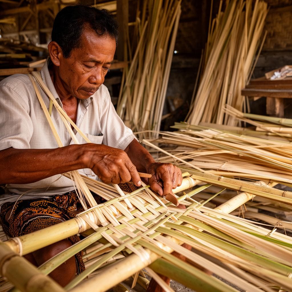 Local Balinese artisan craftsman at Sawah Sanctuary